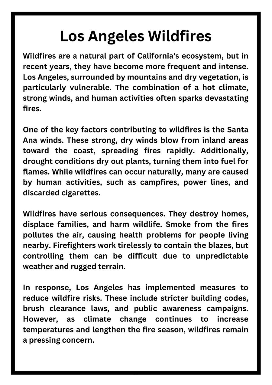 Los Angeles Wildfires Reading Passage with Questions PDF product image (2)