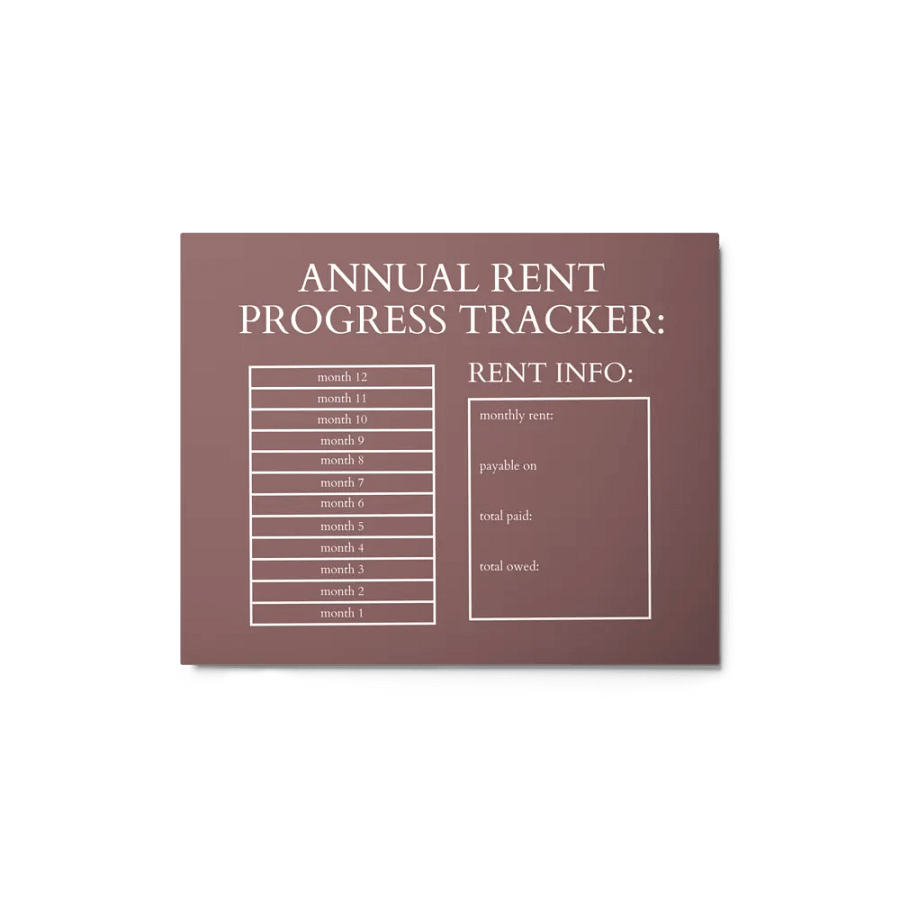 HIGHFALUTIN ANNUAL RENT TRACKER (white design 9) product image (1)