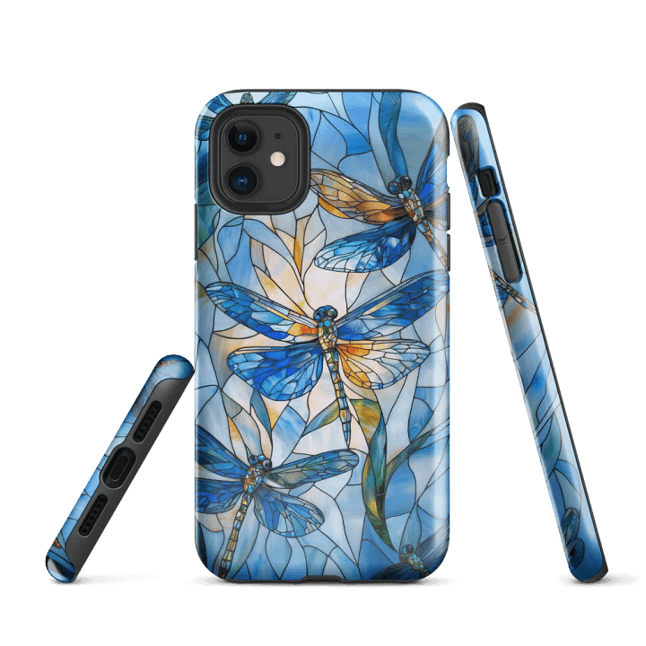 Blue Dragonflies Stained Glass Effect - Tough Phone Case product image (1)