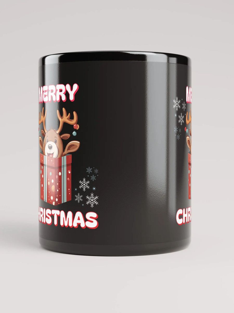 Adorable Baby Reindeer Wishing All A Merry Christmas Black Mug product image (10)