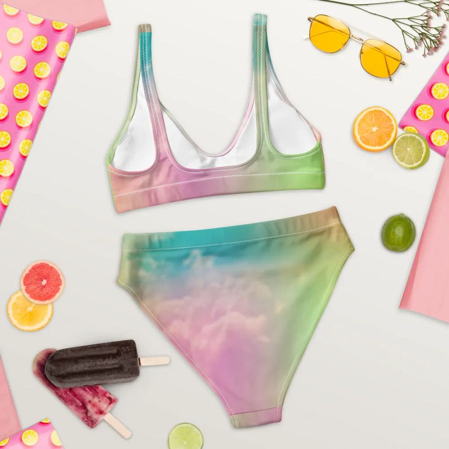 Blur cloud rainbow Design High Waisted Bikini - V11 product image (7)