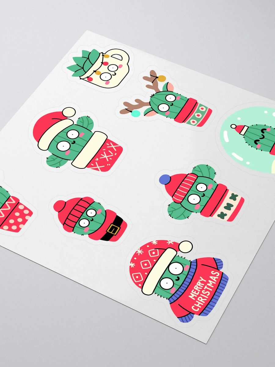 Festive Christmas Cactus Sticker Sheet – Cute, Hand-Drawn Cacti for Planners, Journals, and Holiday Crafts product image (2)