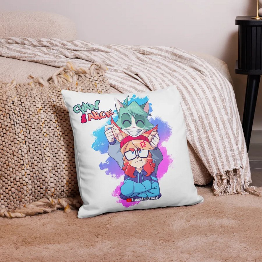 Cyan Teasing Alice's Ears All-Over Print Premium Pillow product image (10)