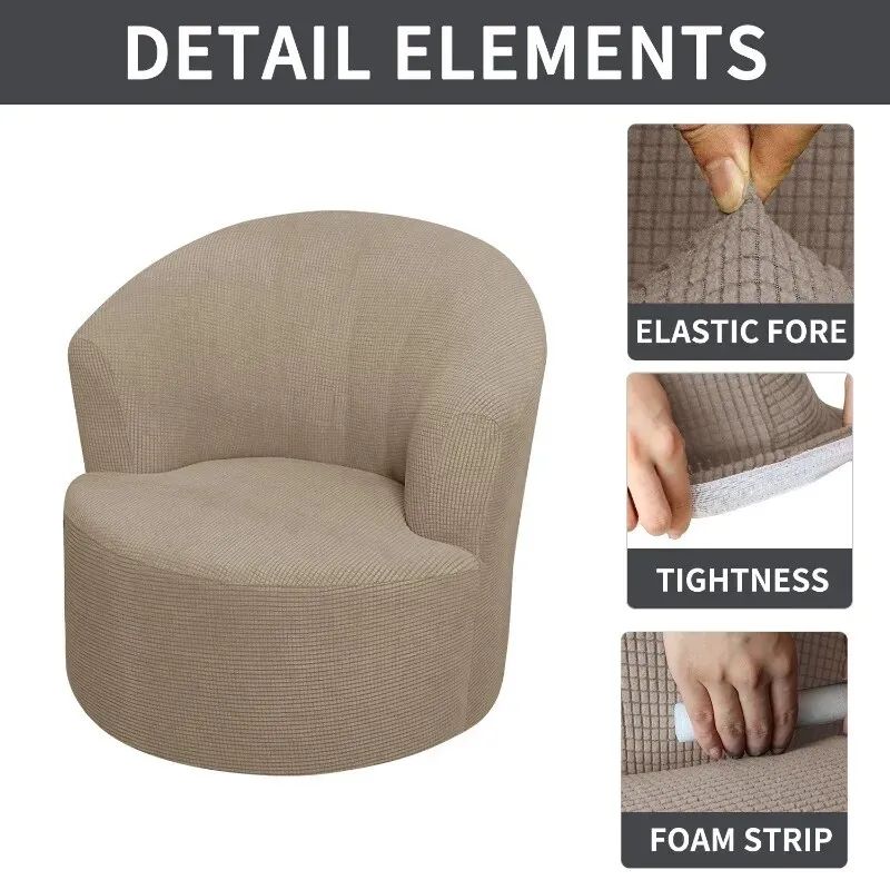 Swivel Barrel Chair Cover Chair Sofa Cover Round for Living Room Bedroom Office product image (3)