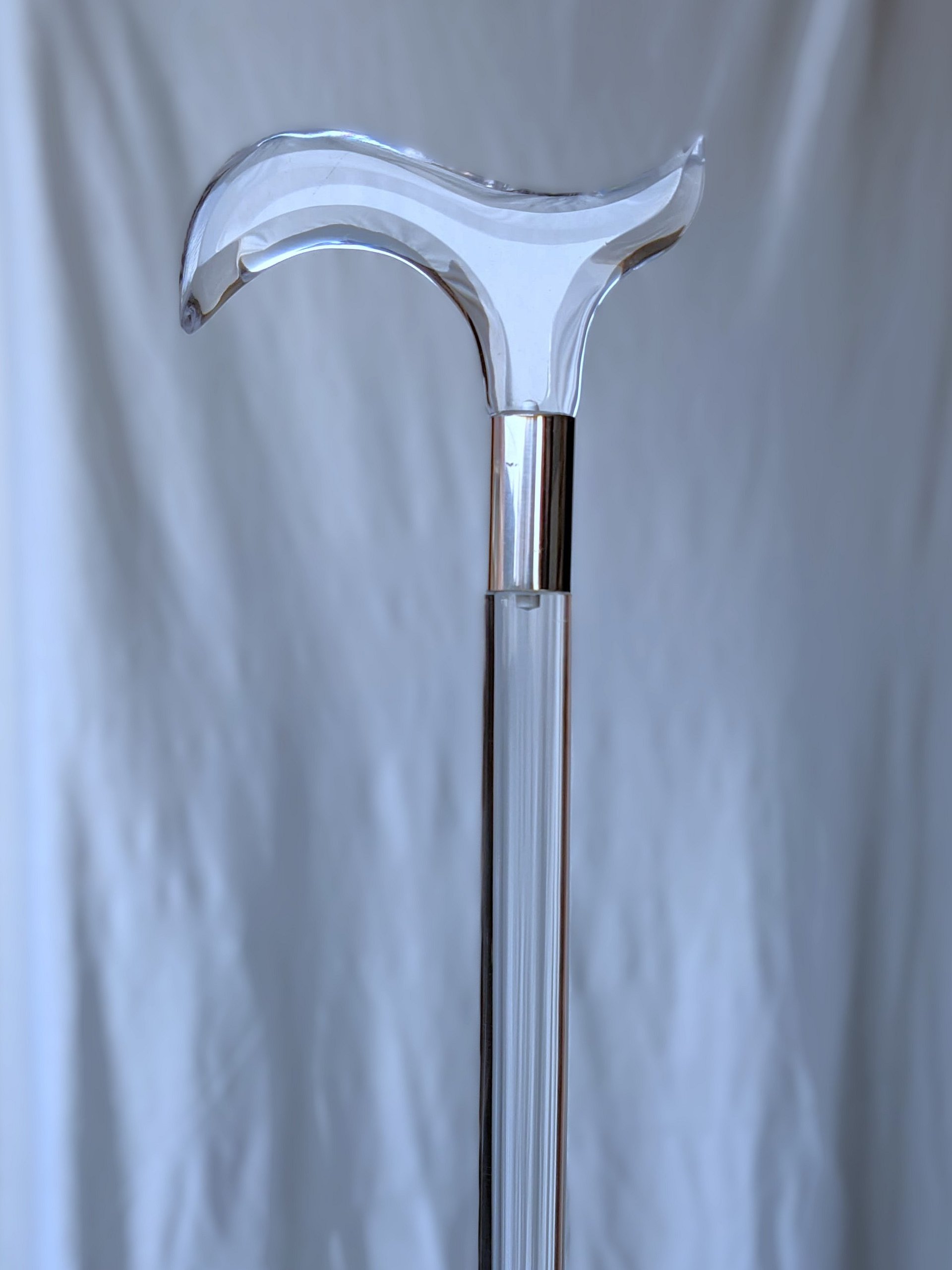 Derby Handle Clear Acrylic Walking Cane – Stylish Invisible & Ergonomic Mobility Aid for Men and Women Modern Handcrafted Stick product image (1)