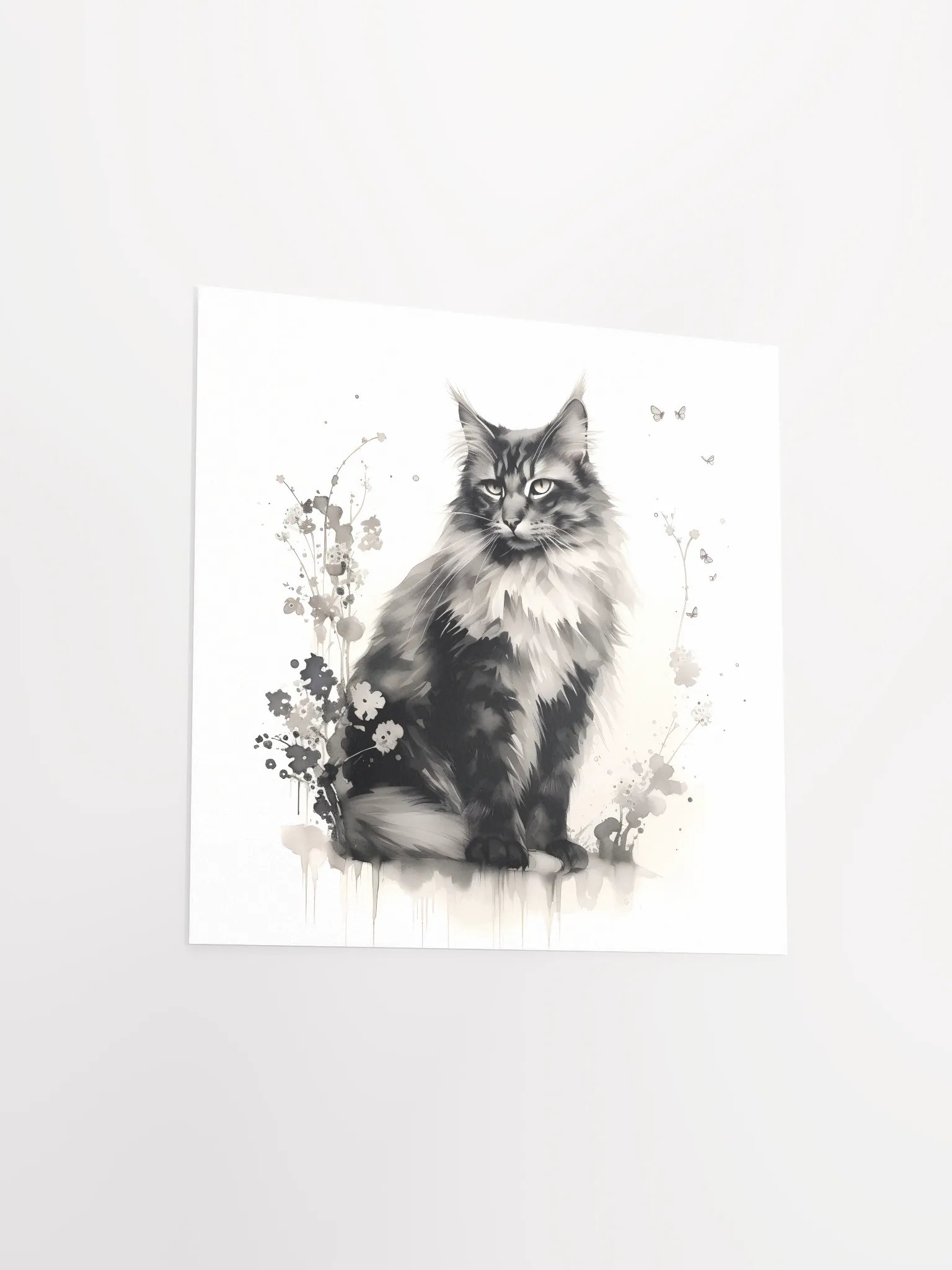 Maine Coon Floral Elegant Wall Print product image (3)