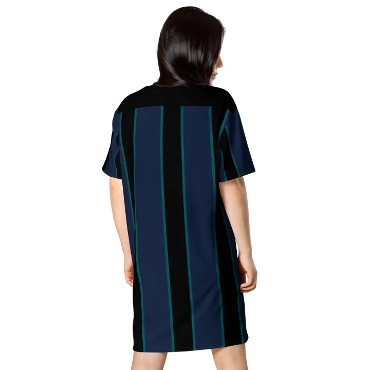 Teal-Lined Stripes All-Over T-Shirt Dress product image (2)