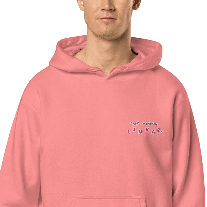 *not* mentally linear (L.C. pink bubble design) embroidered pigment hoodie product image (1)