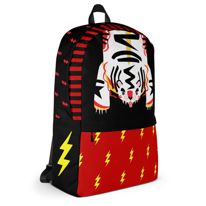 White Electric Tiger on Black and Red - Backpack product image (1)
