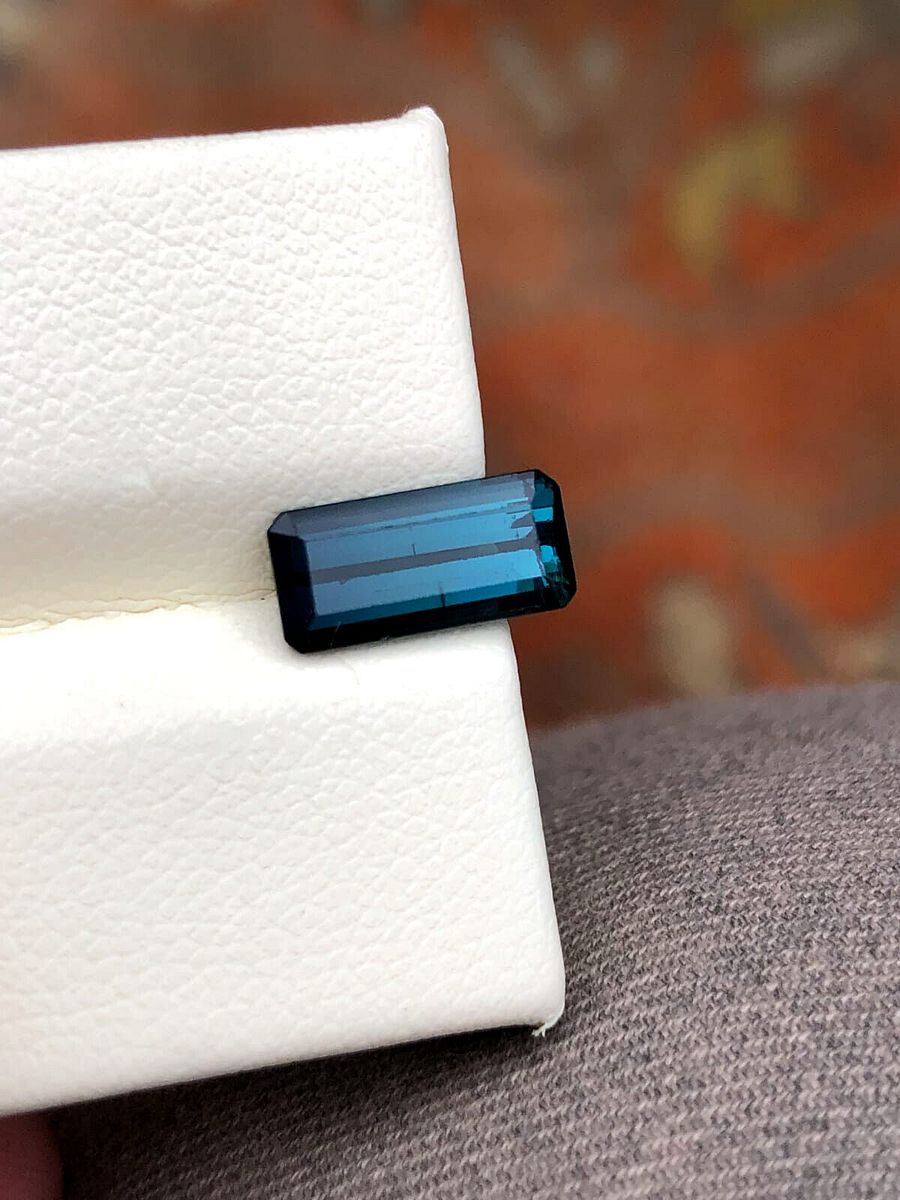 EMERALD CUT BLUE INDICOLITE TOURMALINE SI GRADE GEMSTONE FOR RING, 1.85 CRT product image (6)