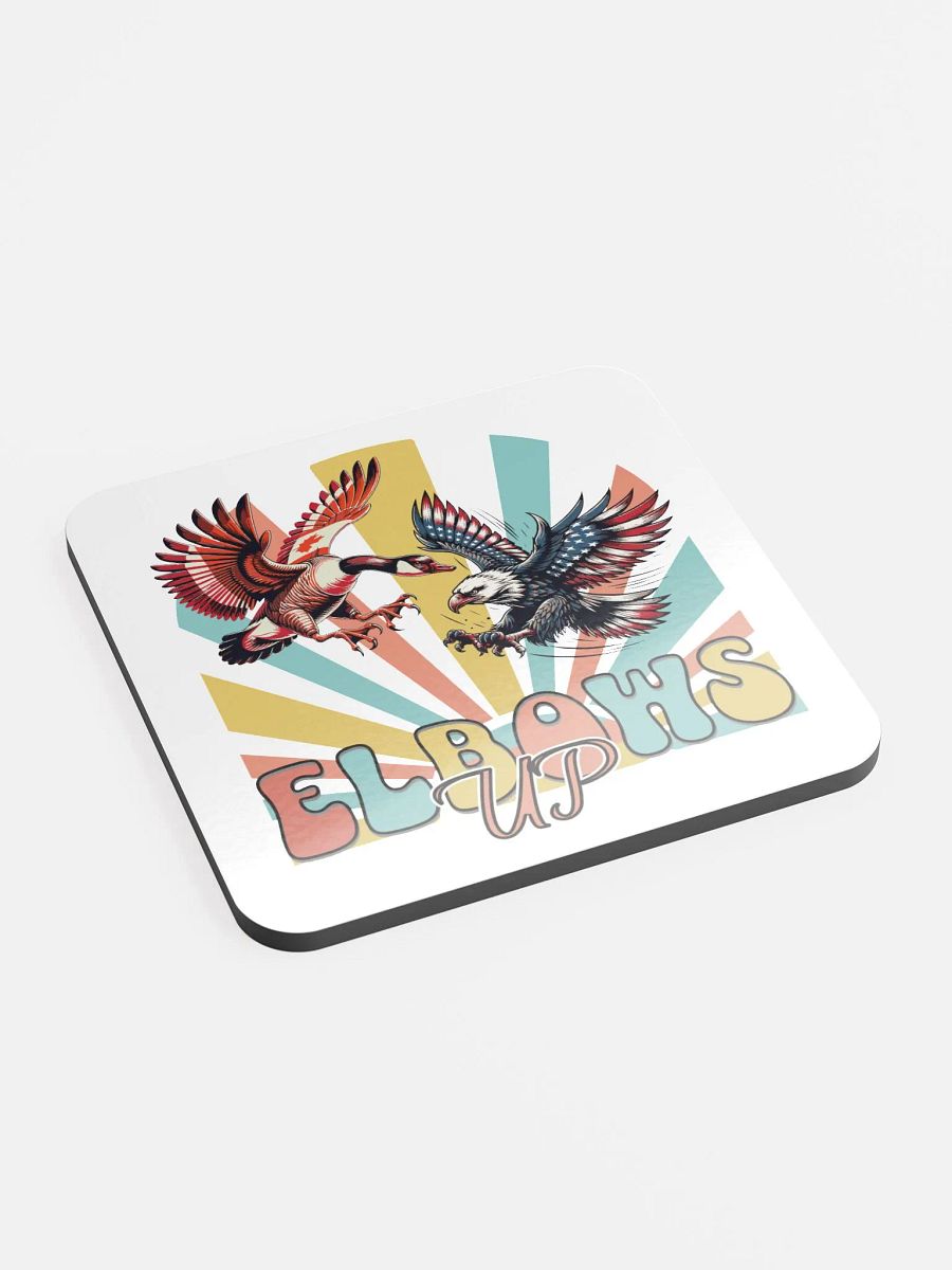 Elbows Up Canadian Goose Vs American Eagle Patriotic Glossed Cork Coaster product image (3)