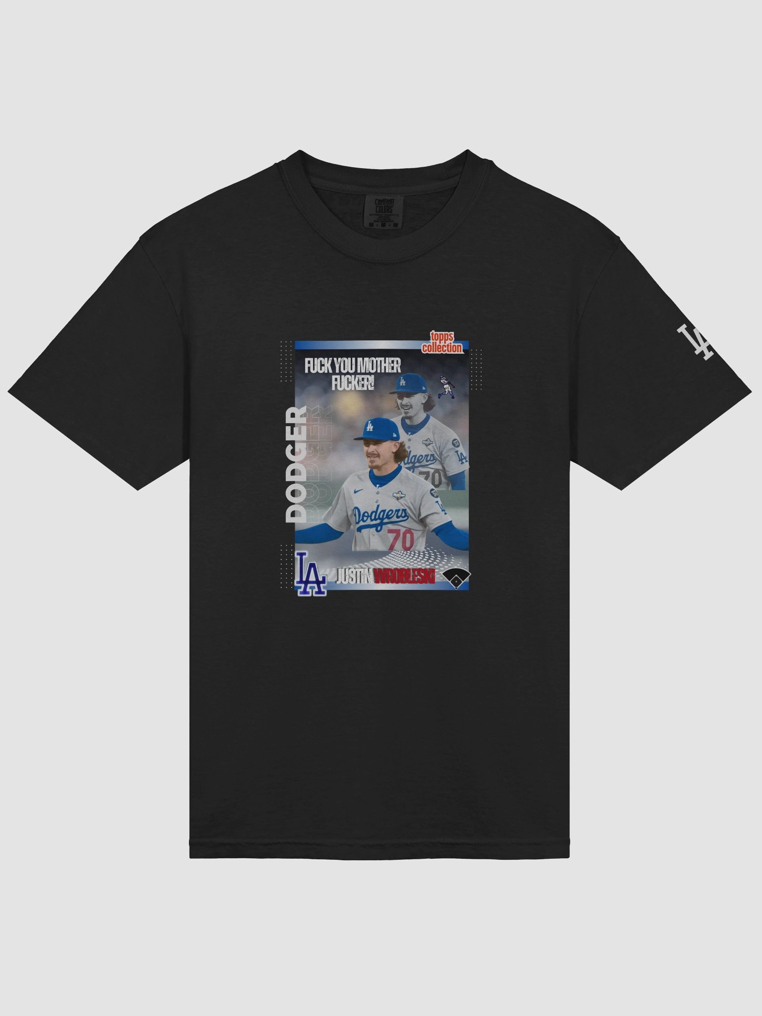 Dodgers Justin Wrobleski Baseball Card Lips Saying F*** You! Mother F***er! (Dark Colors) product image (14)