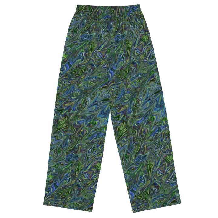 Green Blue Liquid Abstract Wideleg Pants product image (1)