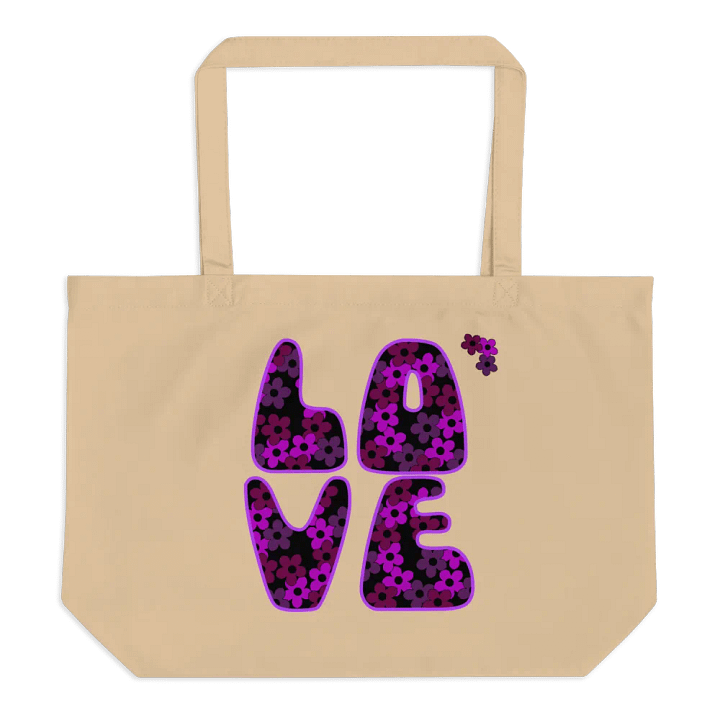 Fuchsia Pink LOVE Text Eco-Friendly Large Tote Bag product image (2)