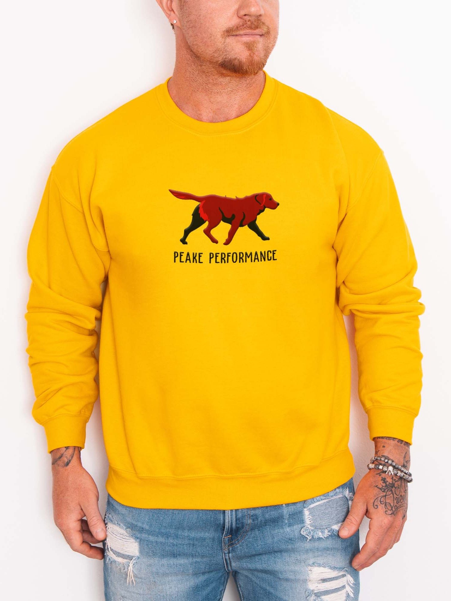 Peake Performance Sweatshirt (Embroidered) of a Chesapeake Bay Retriever(Brown) product image (2)