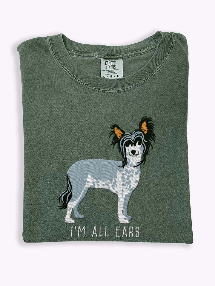 I'm All Ears T-Shirt(Embroidered) of a Chinese Crested Dog(Black) product image (1)