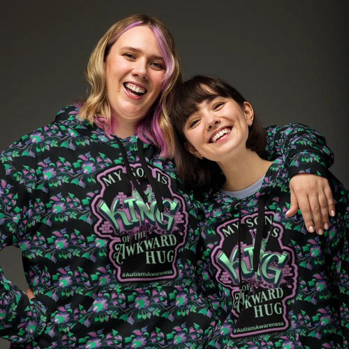 King of the Awkward Hug #Autism Awareness All Over Print Hoodie product image (2)