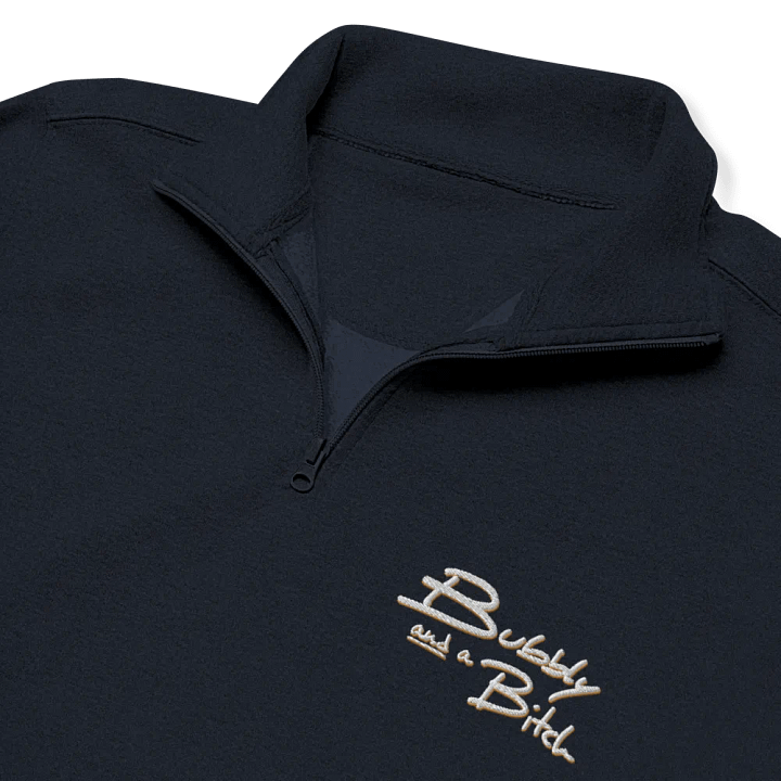 Bubbly and a B*tch (white + brass shadow design) embroidered quarter zip product image (1)