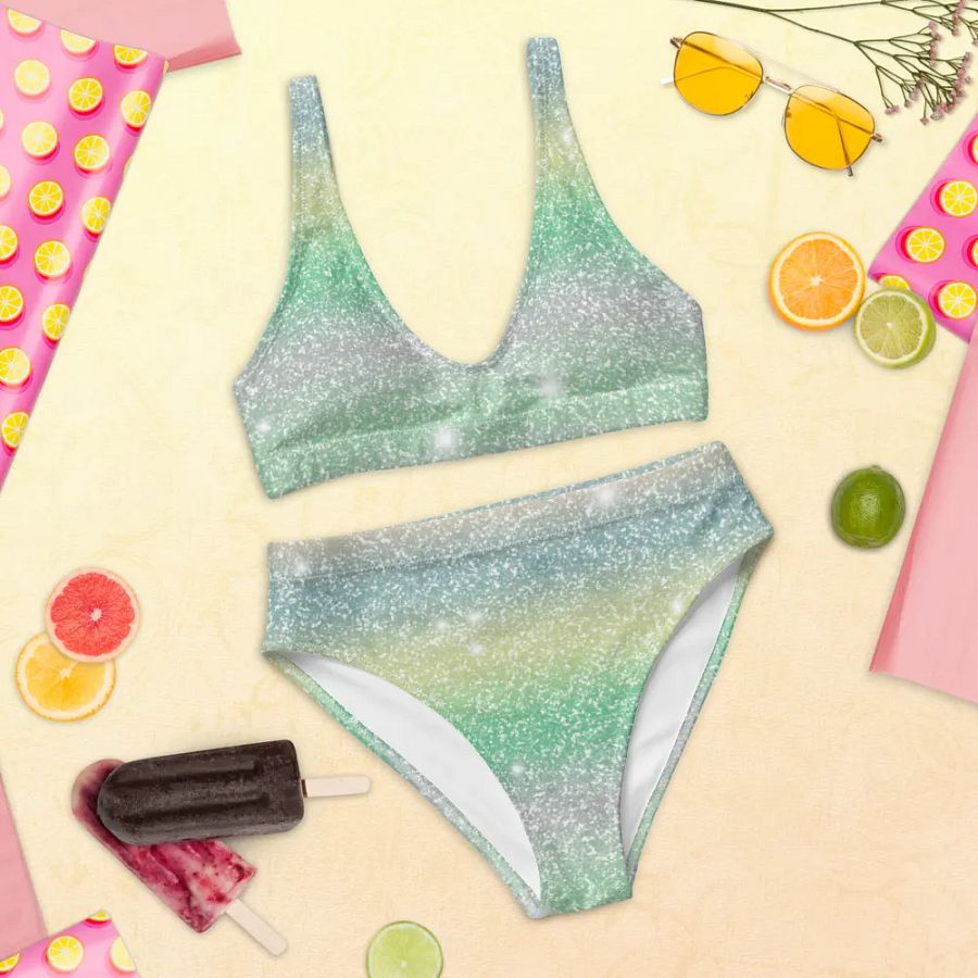 Glitter Unicorn Texture Design High Waisted Bikini (11) product image (12)