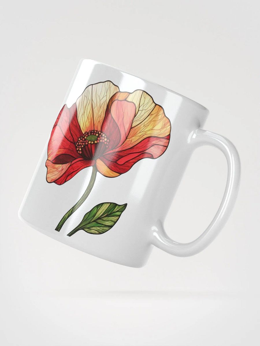 Stained Glass Poppy Flower White Glossy Mug product image (5)