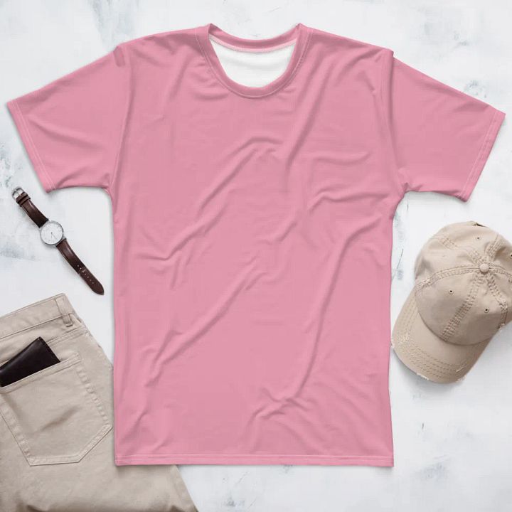 Plain Bubblegum Pink Soft Summer Men's Crewneck Polyester Heavyweight Premium T-Shirt by Treasure Pie product image (1)