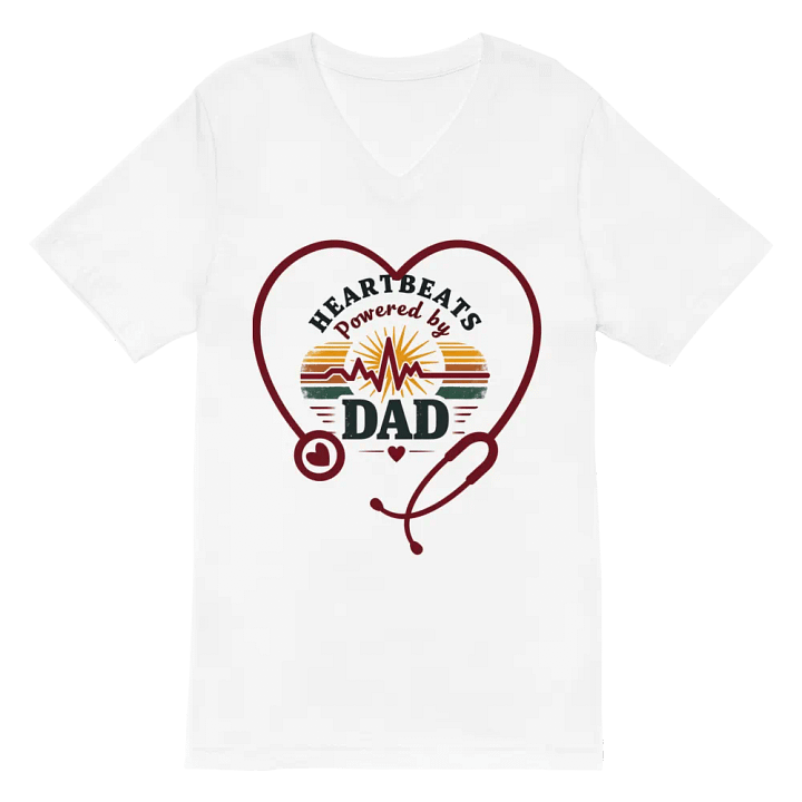 stethoscope heart, ekg Heartbeats Powered by Dad V-Neck Tee product image (2)