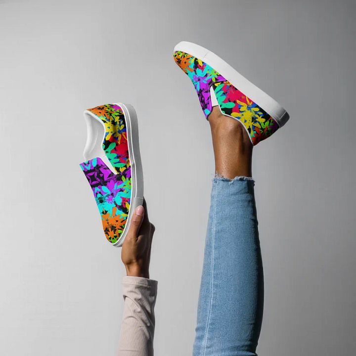 Ladies Brightly Coloured Geometric Leaf Design Slip On Shoes product image (2)