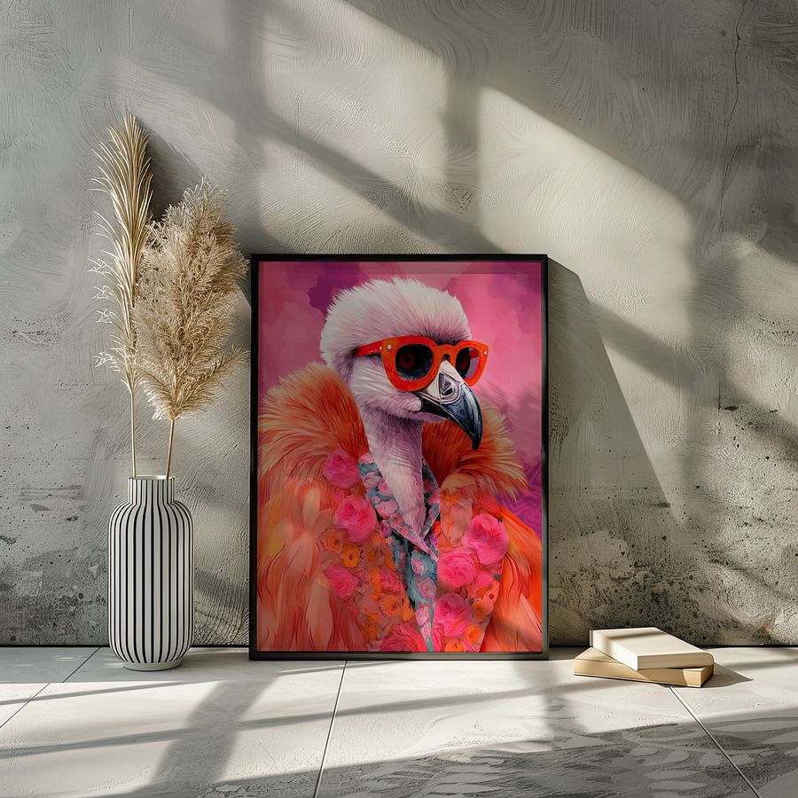 Anthropomorphic Flamingo in Orange Fur Funky Animal Portrait product image (16)