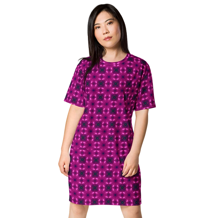 Abstract Shapes in Raspberry Ladies T Shirt Dress product image (2)