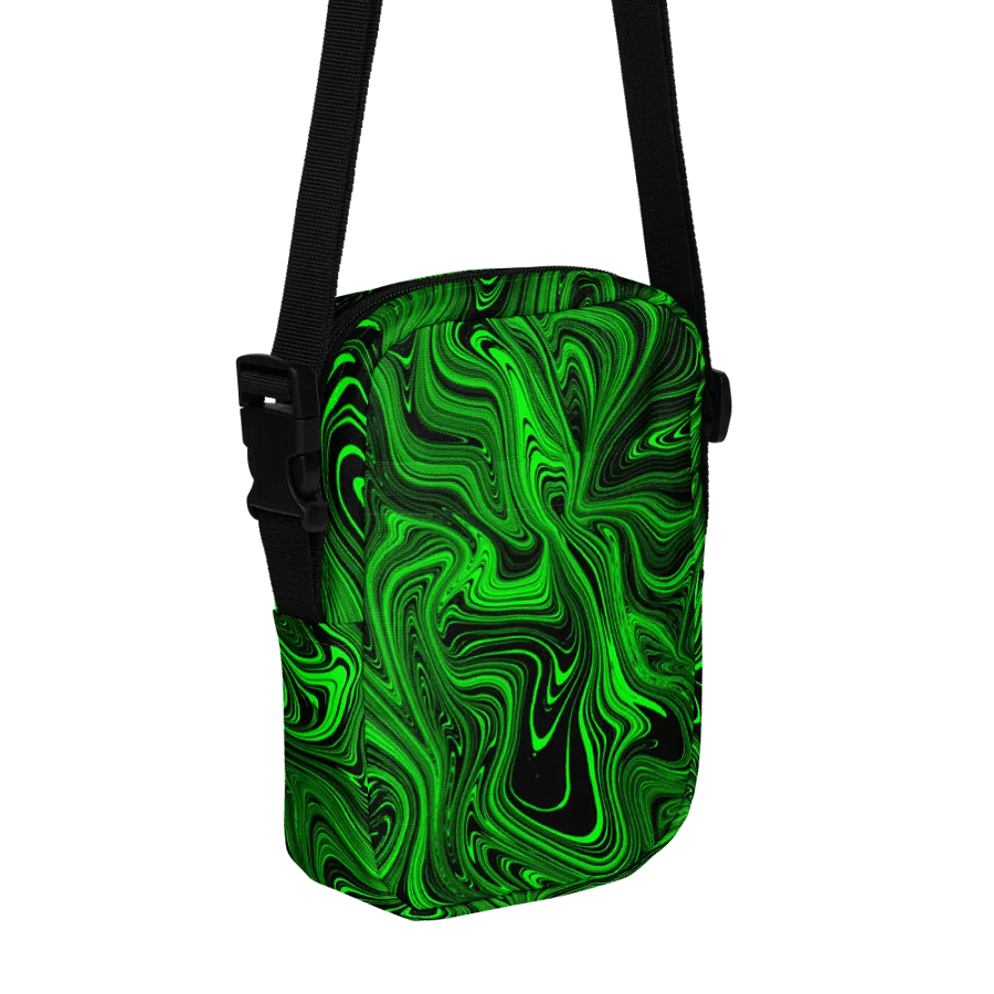 Utility Crossbody Bag - Green and Black Fluid Swirls product image (7)
