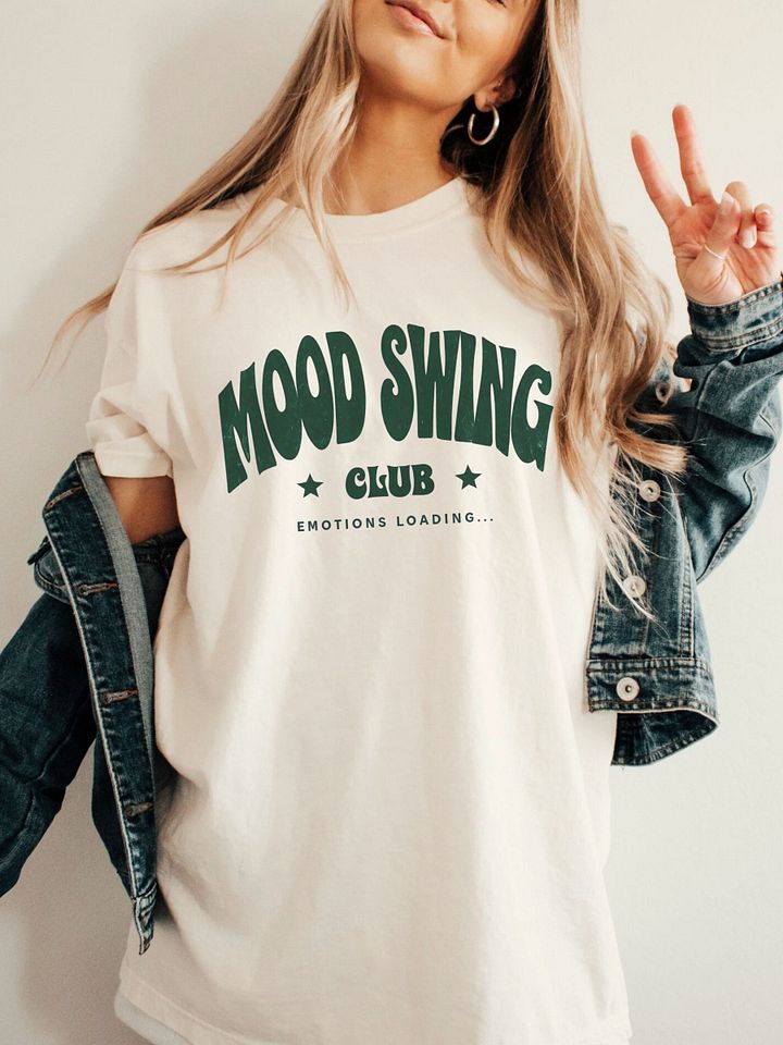 Mood Swing Club T-Shirt , Comfort Colors Relaxed Fit, Emotions Loading Graphic Tee, Heavyweight Cotton Shirt for Gen Z Aesthetic & Bold Style product image (1)