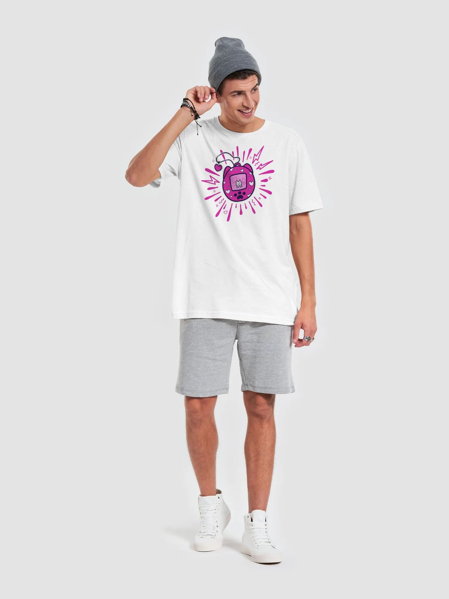 Lovely Digital Meow // T-Shirt - Neon Pink - Light Mode product image (6)