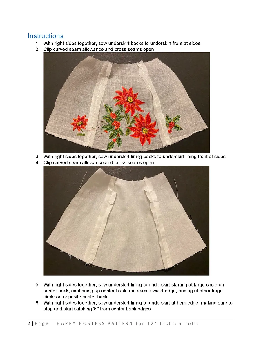 Happy Hostess sewing pattern for 12" fashion dolls product image (3)