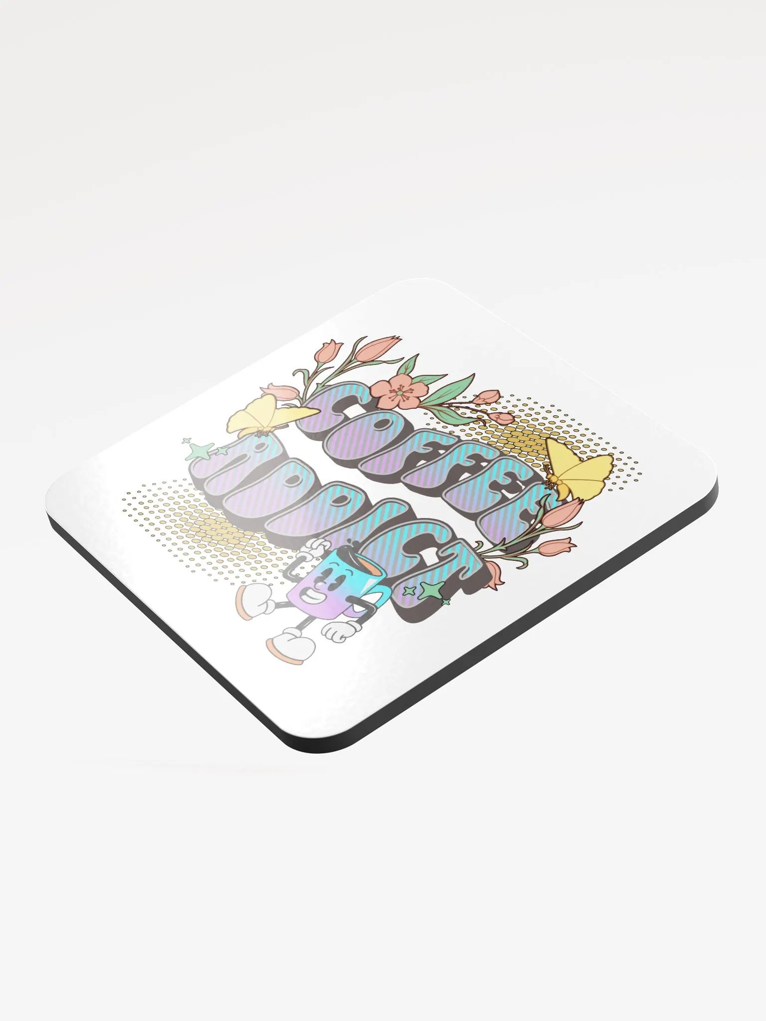Coffee Addict Mascot Mug Cheerful Cork Coaster product image (4)