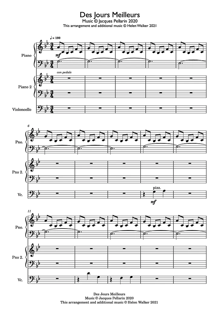 Des Jours Meilleurs (Cello & 2 Pianos - Score & Parts) product image (1)