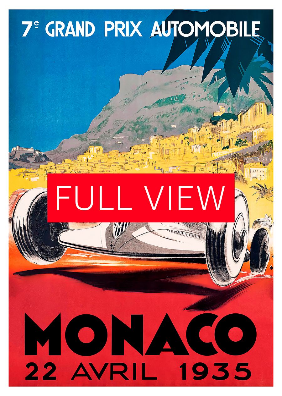Monaco Vintage F1 Grand Prix, 1935 poster — Vintage Formula 1 poster, Monaco Grand Prix poster, retro travel poster product image (3)