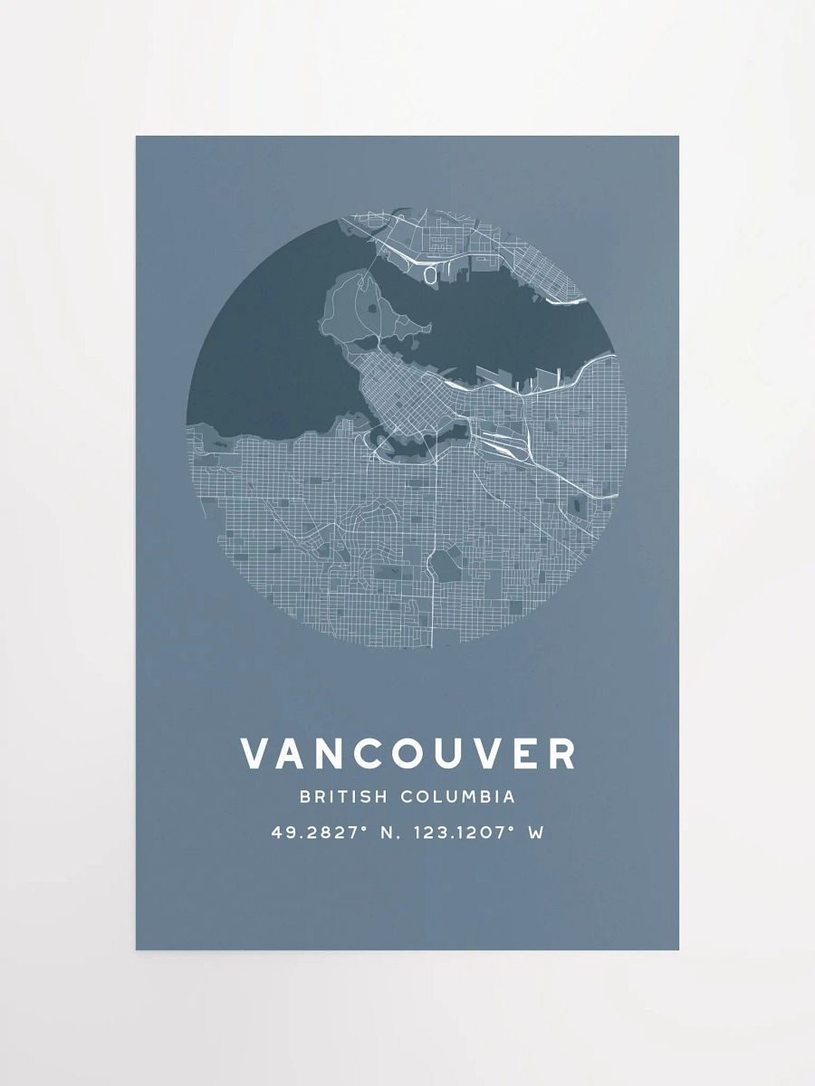 Vancouver Street Map Poster – Blue Minimalist Circular City Art product image (4)