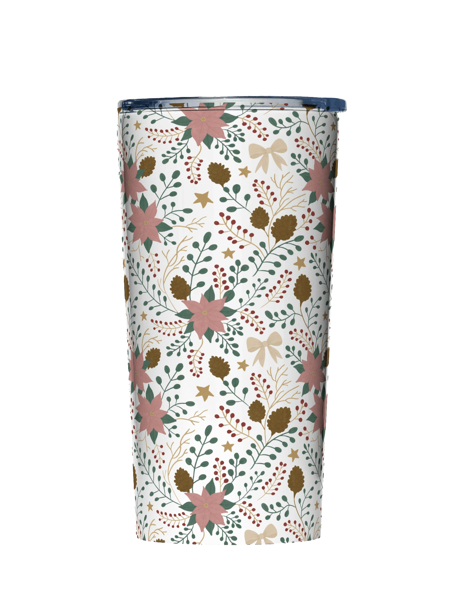 20oz Stainless steel tumbler enchanted forest blooms. Botanical Christmas insulated tumbler with poinsettias product image (1)