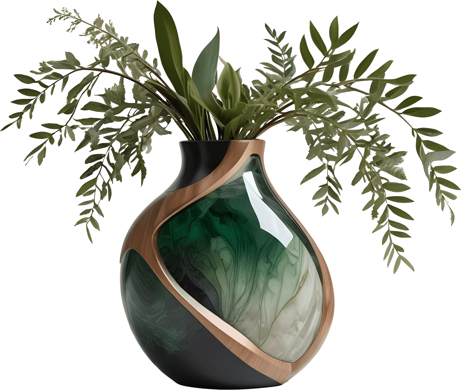 Luxe Botanique – Art Deco Succulent Vase PNG product image (1)
