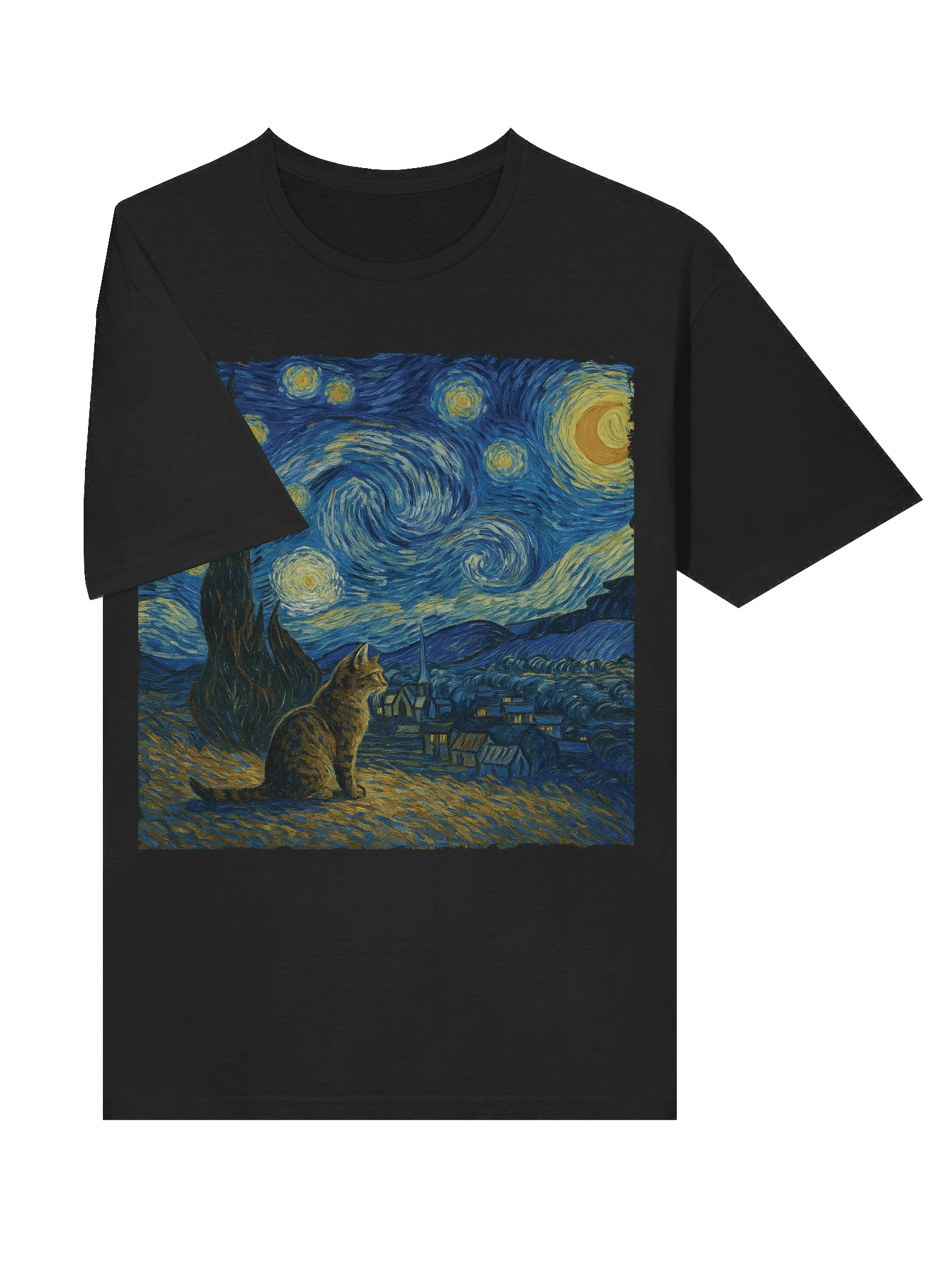 Starry Night Van Gogh Style Tabby Cat T-Shirt product image (32)