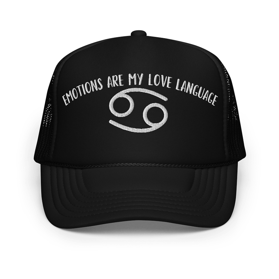 Cancer Zodiac 2025, Emotions are My Love Language, Embroidered Trucker Hat product image (1)