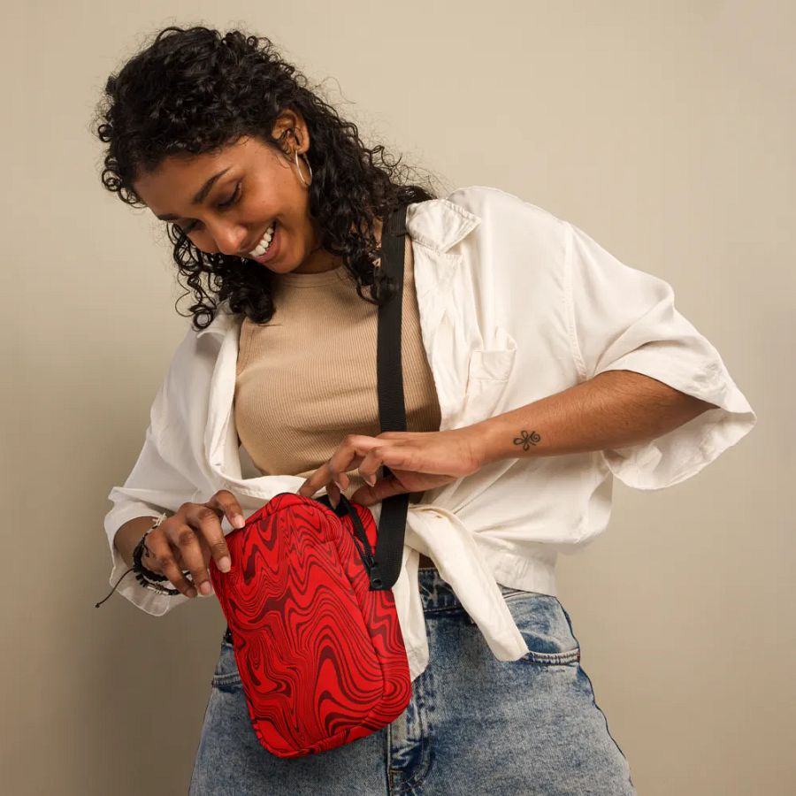 Utility Crossbody Bag - Abstract Red Swirls product image (4)