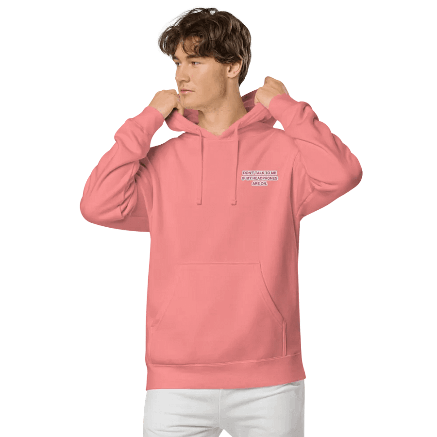 L.C. HEADPHONES ON (pink bubble design) embroidered pigment hoodie product image (7)