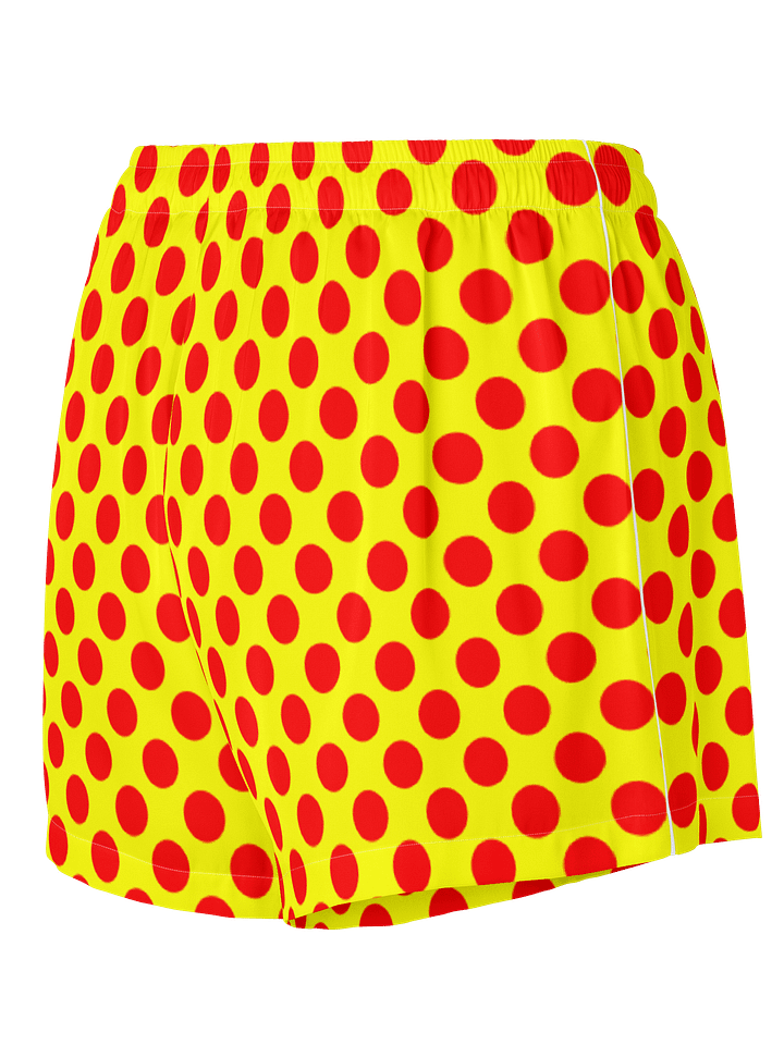 Red Polka Dots on Yellow Women's Pajama Shorts product image (2)