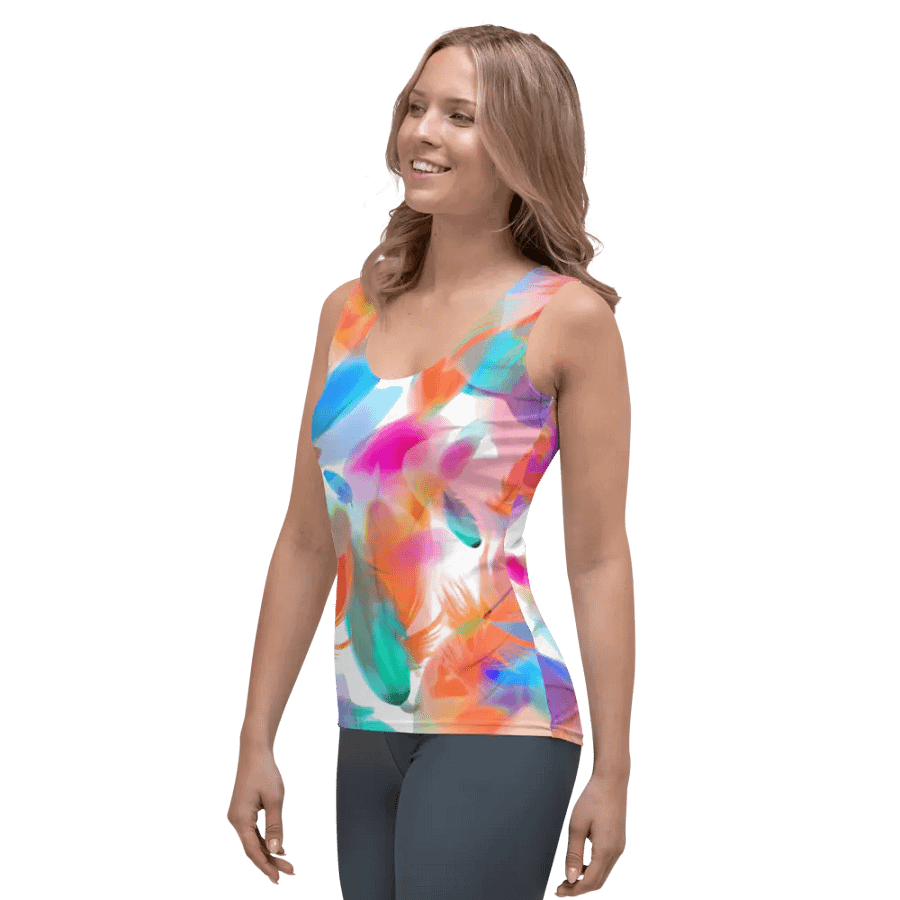 Colorful Feather Pattern Design Tank Top - v1 product image (3)