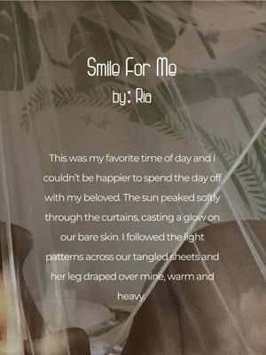 Smile For Me // Ria When the morning light makes you irresistible… [F4F] [Established Relationship] [Thigh Grinding] [Finger*ng]  Ria’s Comment Boundaries: This is fantasy, so be as feral as you want. Just don’t ask for personal information. If I feel uncomfortable, I will not engage. #undercoversaudio #getunderthecovers #spicystories #bookstagram #booktok #narrative 