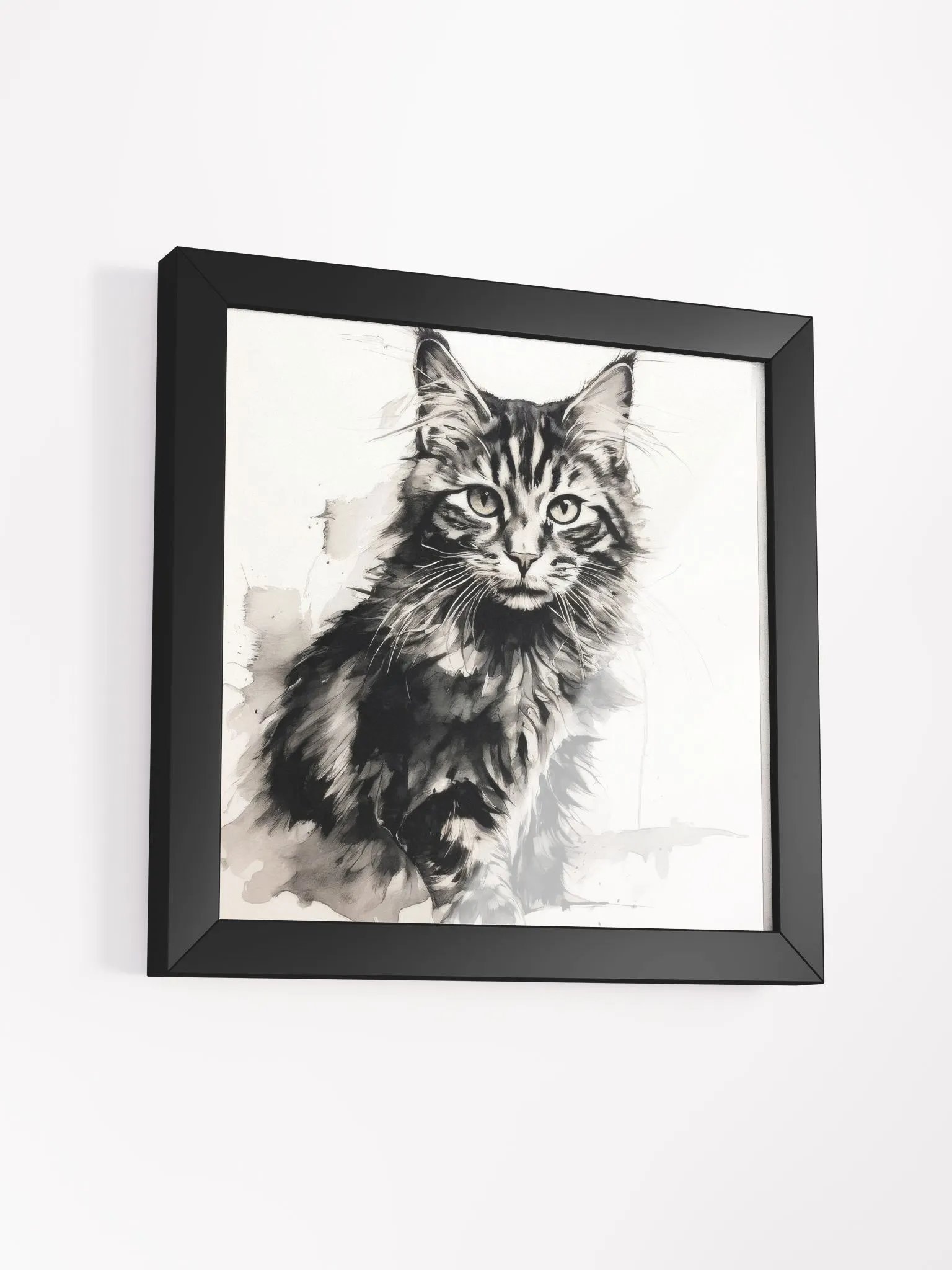 Cat Portrait Ink Art Ayous Wood Framed Matte Poster product image (24)