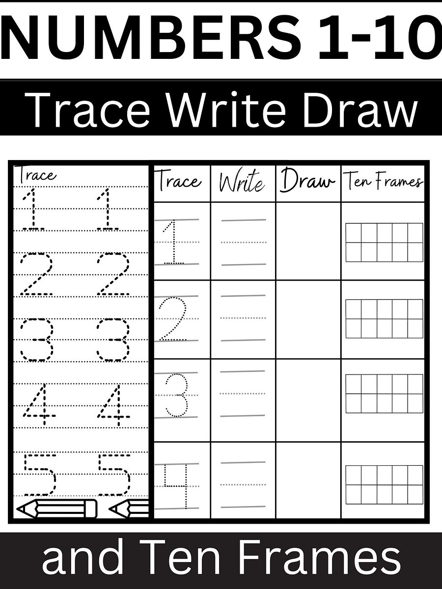 Number Tracing 1-10 Worksheets pdf product image (1)