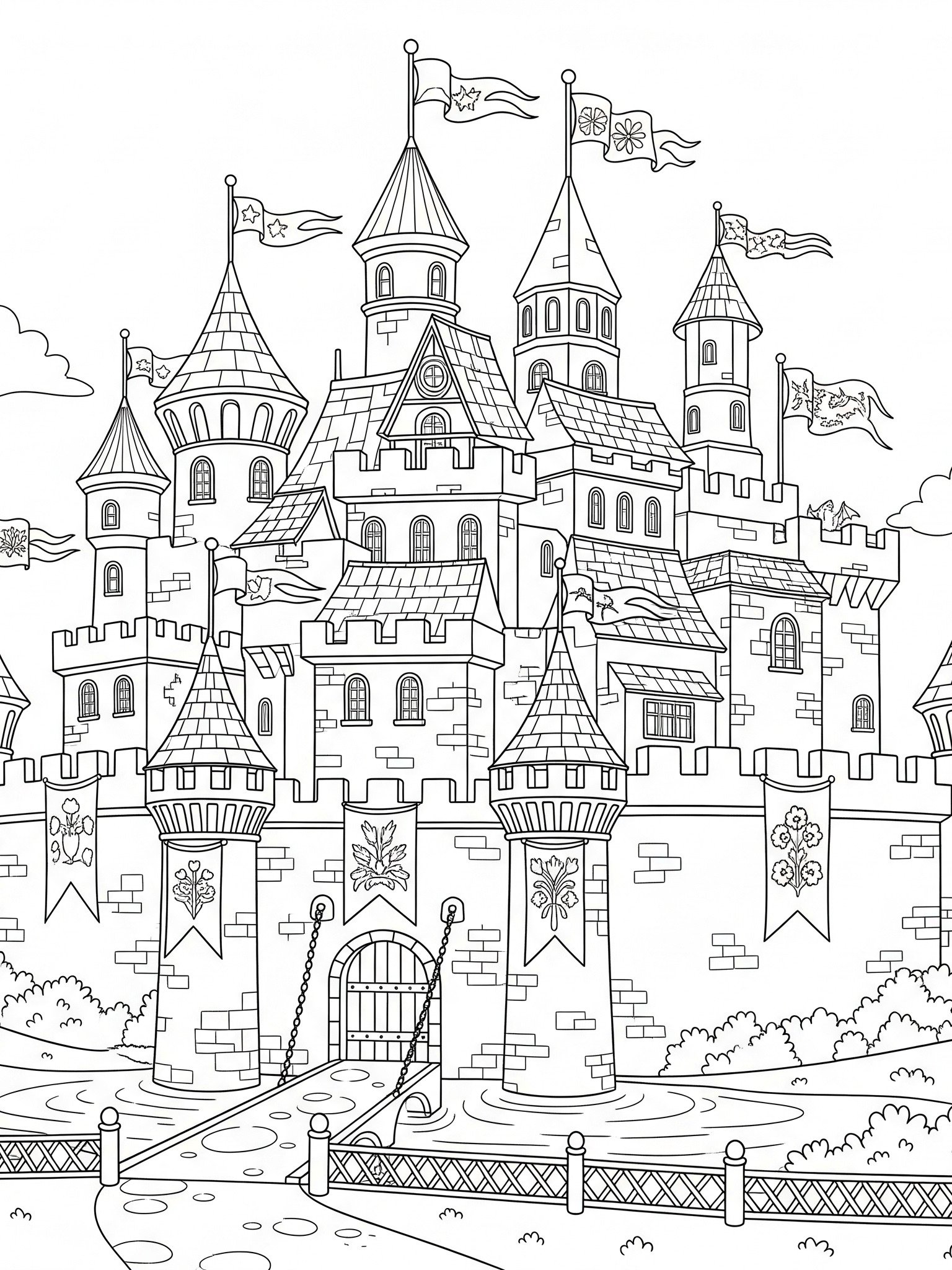 Colouring Castle Pages, Pages of Colouring, Children Coloring Printing Pages, Castles product image (1)
