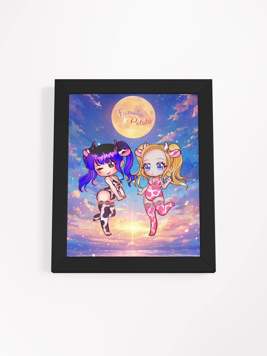 Starry Night Cow-Themed Framed Poster product image (1)